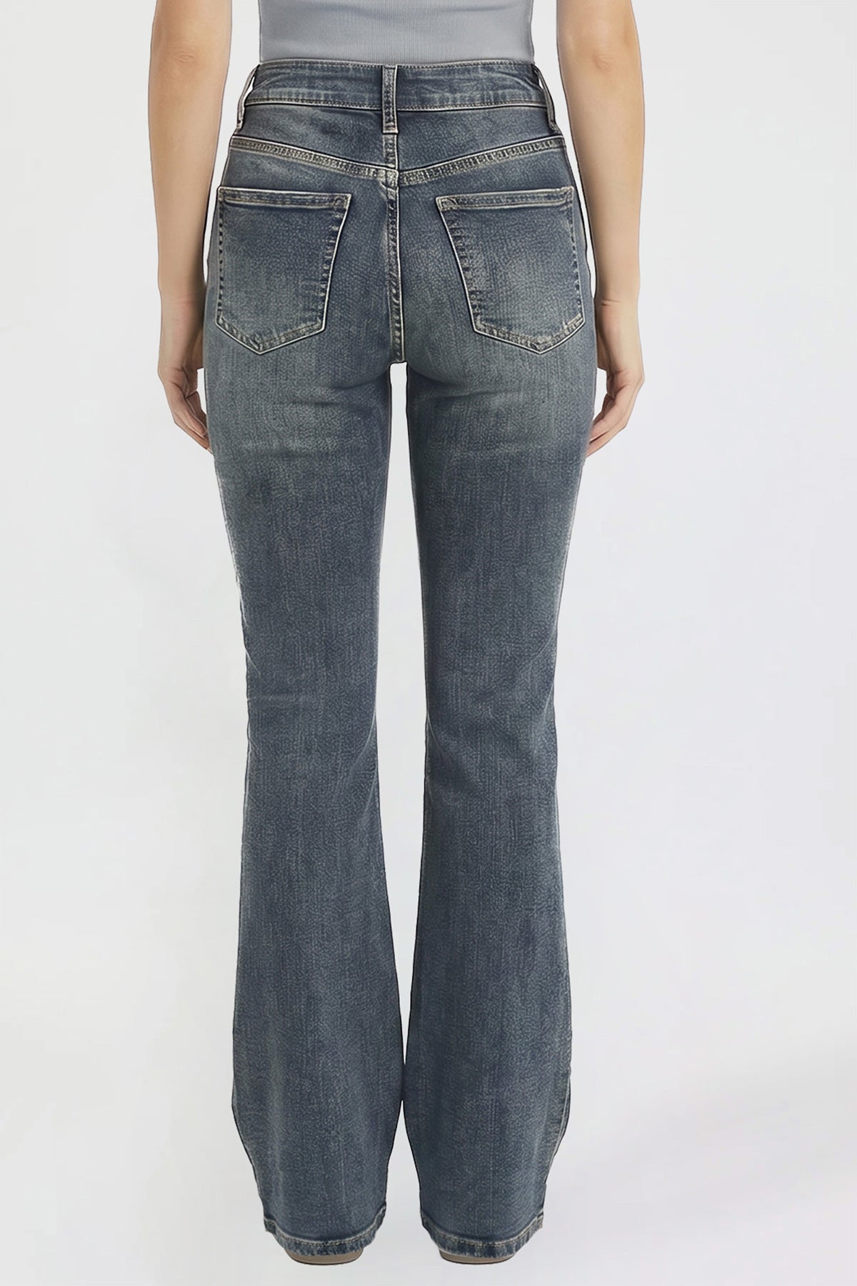 Women's Bootcut Jeans with Cross Hatch Detail
