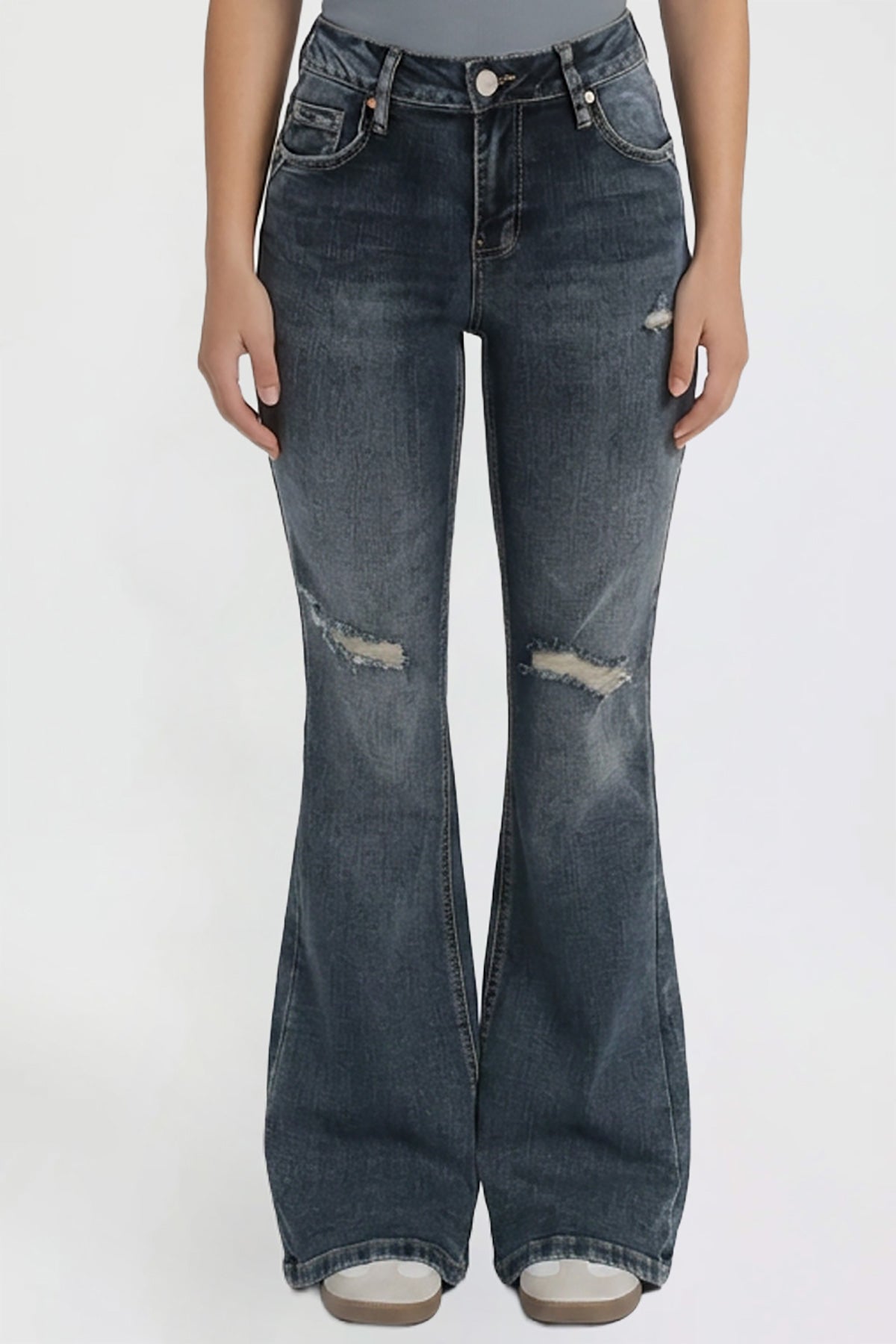 Women's Bootcut Jeans with Cross Hatch Detail