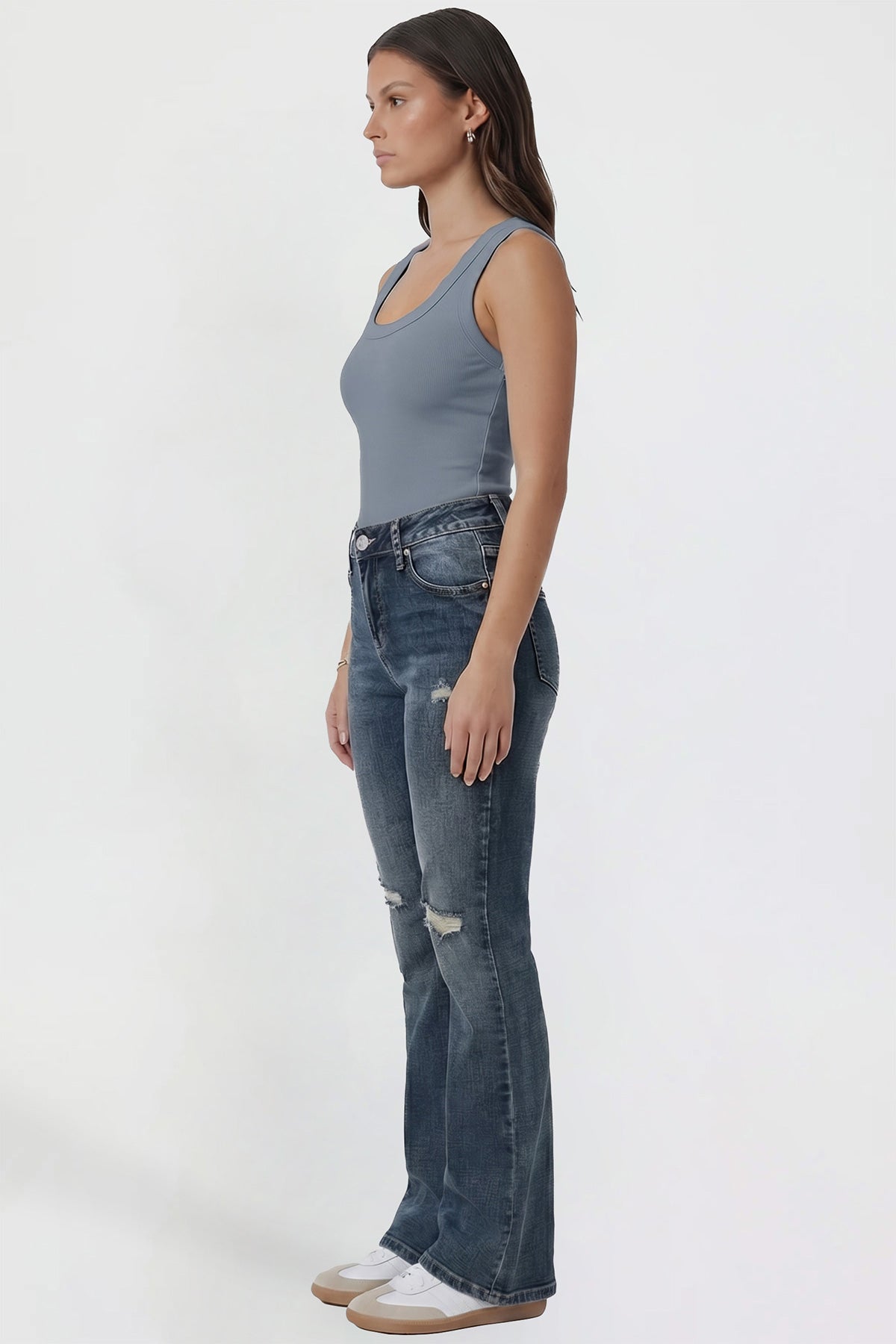 Women's Bootcut Jeans with Cross Hatch Detail