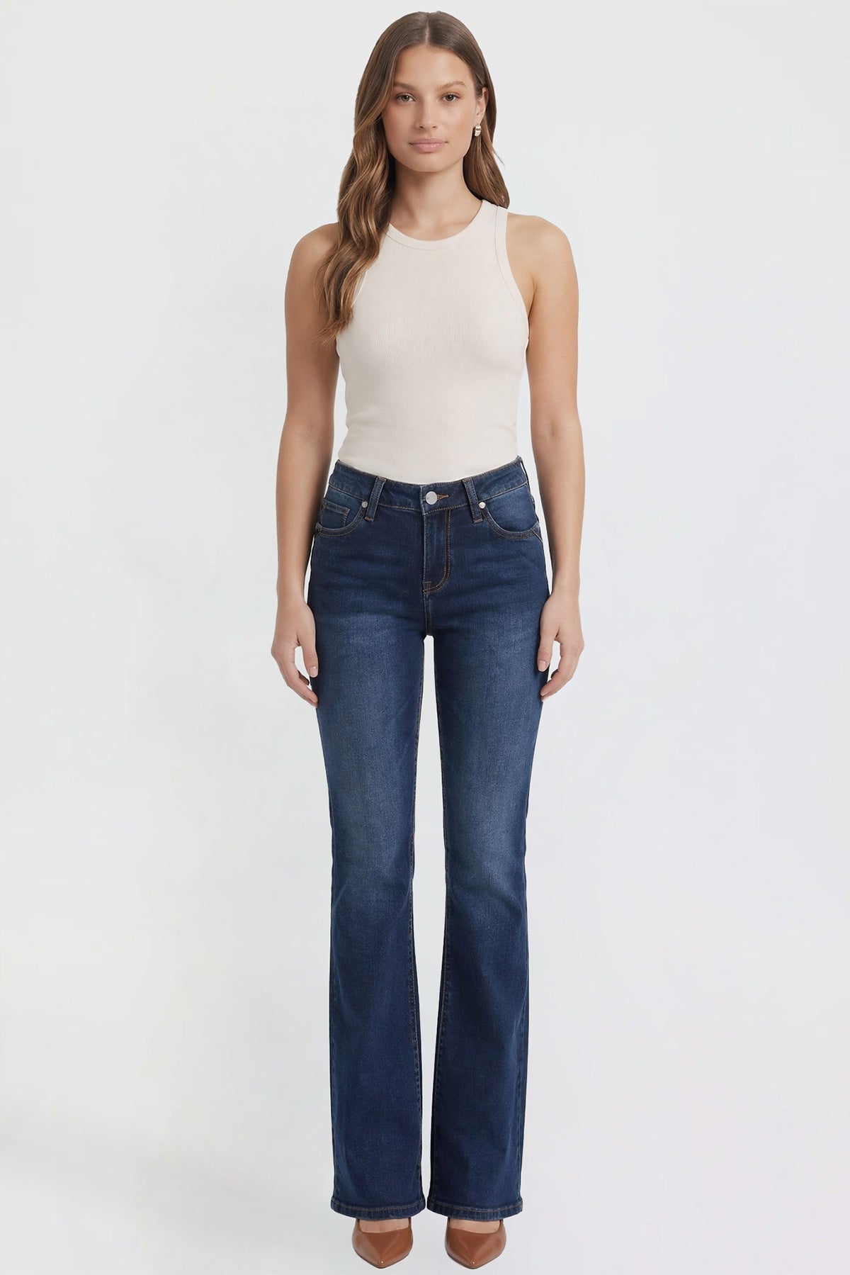 Women's Bootcut Jeans with Cross Hatch Detail