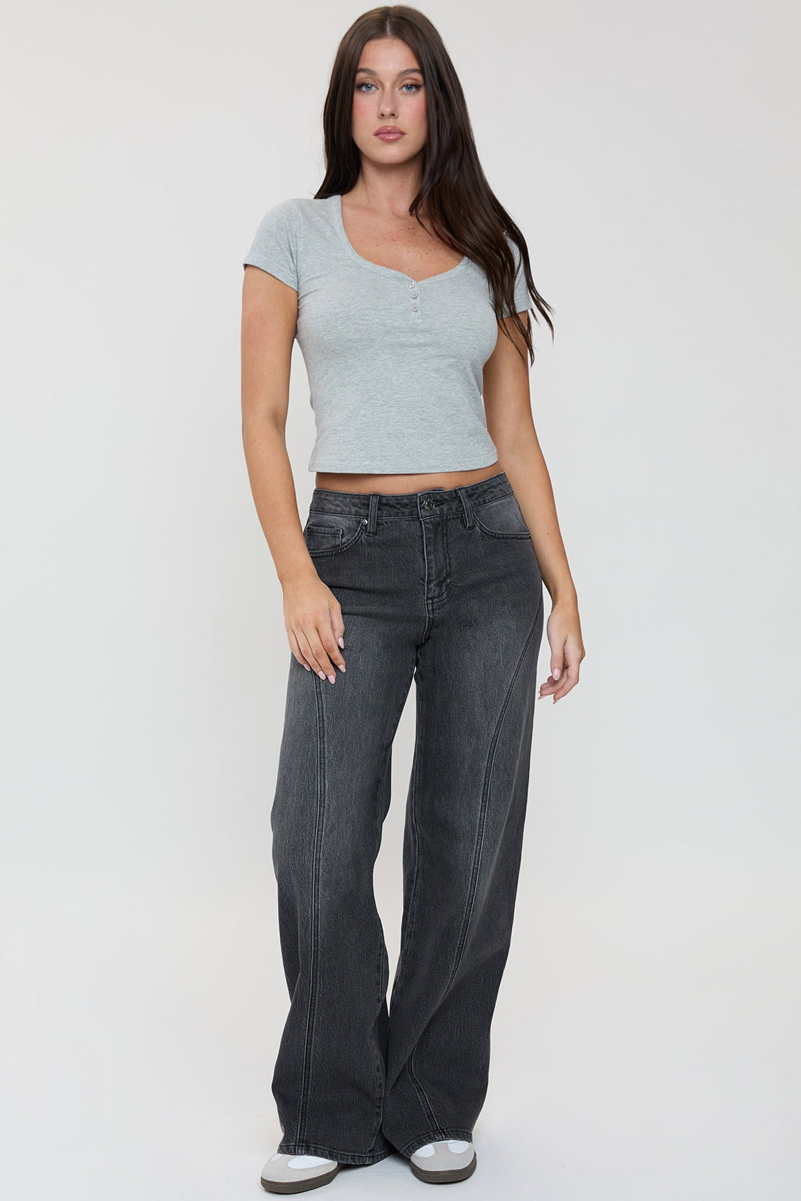 Women's Luxe Bella Seam Detail Wide Leg Jeans