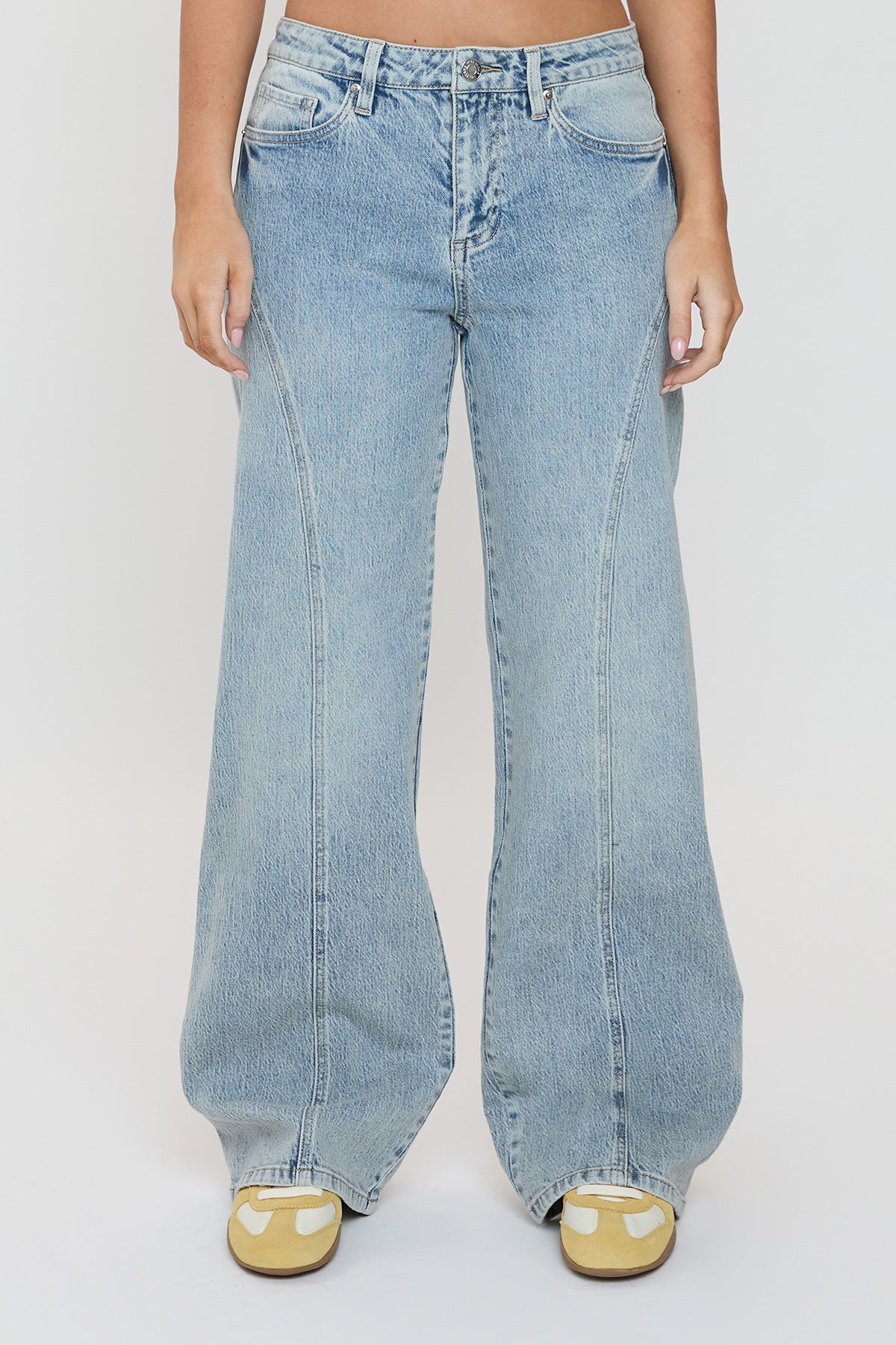 Women's Luxe Bella Seam Detail Wide Leg Jeans