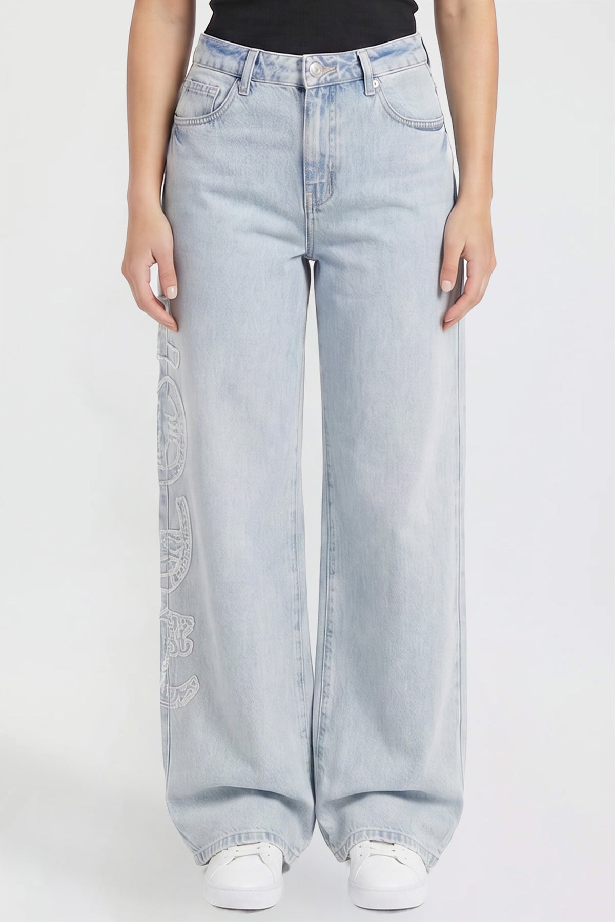 Women's Joey Super Wide Leg Jeans with Love Patch