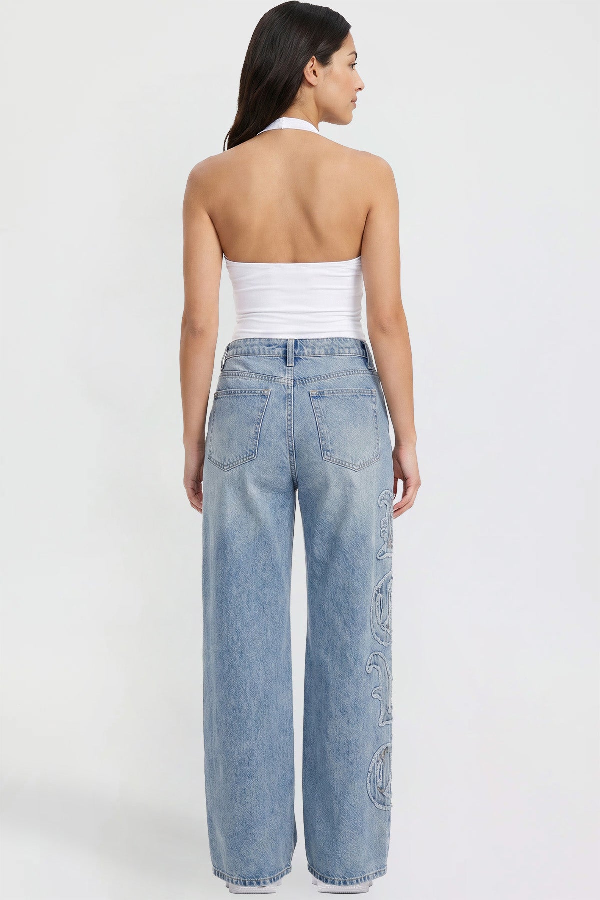 Women's Joey Super Wide Leg Jeans with Love Patch