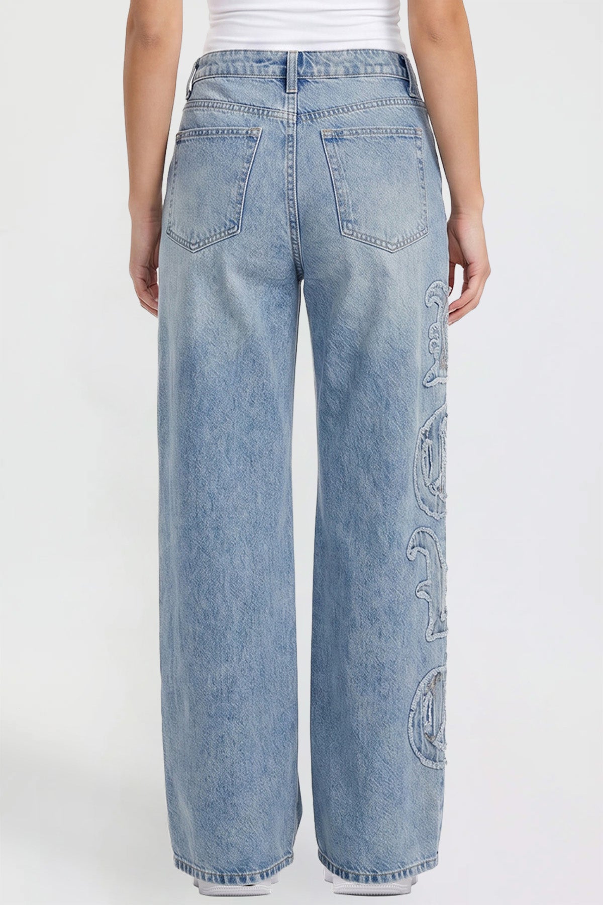 Women's Joey Super Wide Leg Jeans with Love Patch