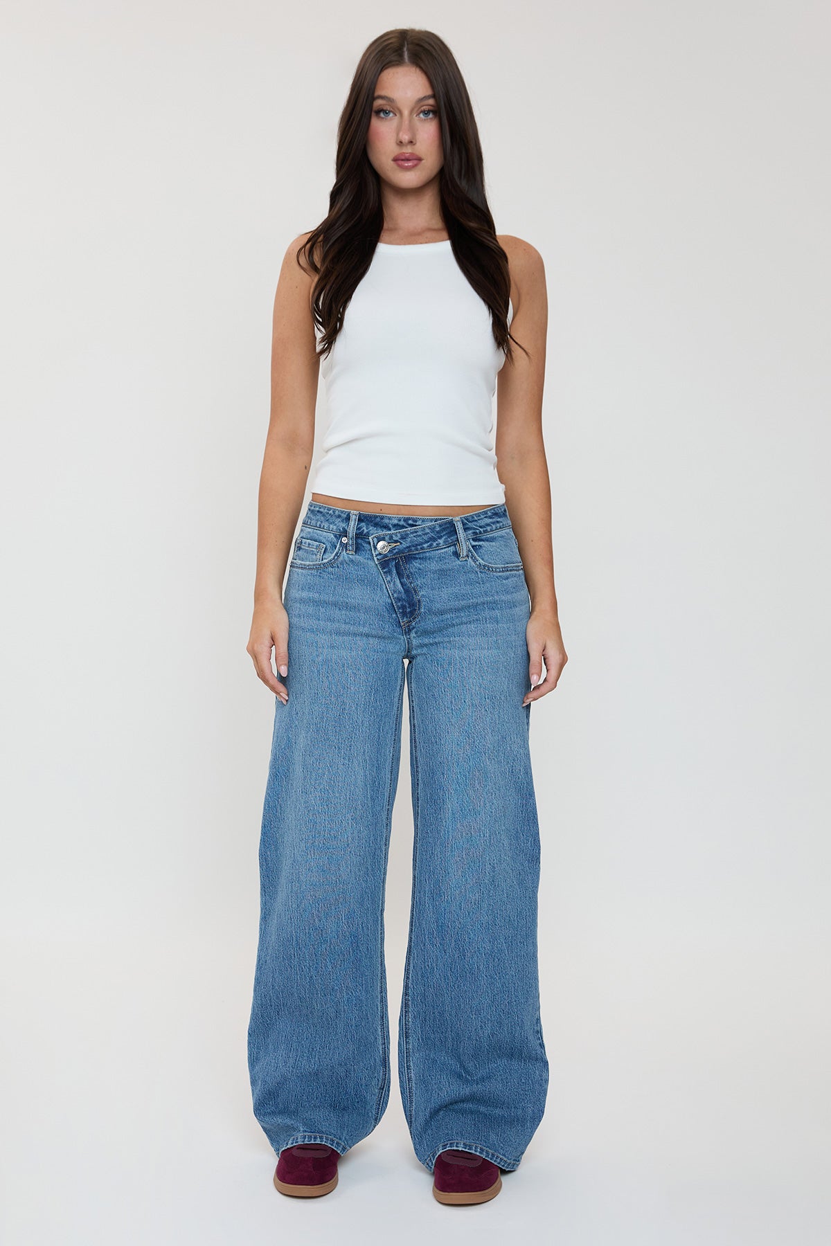 Women's Luxe Bella Asymmetrical Wide Leg Jeans