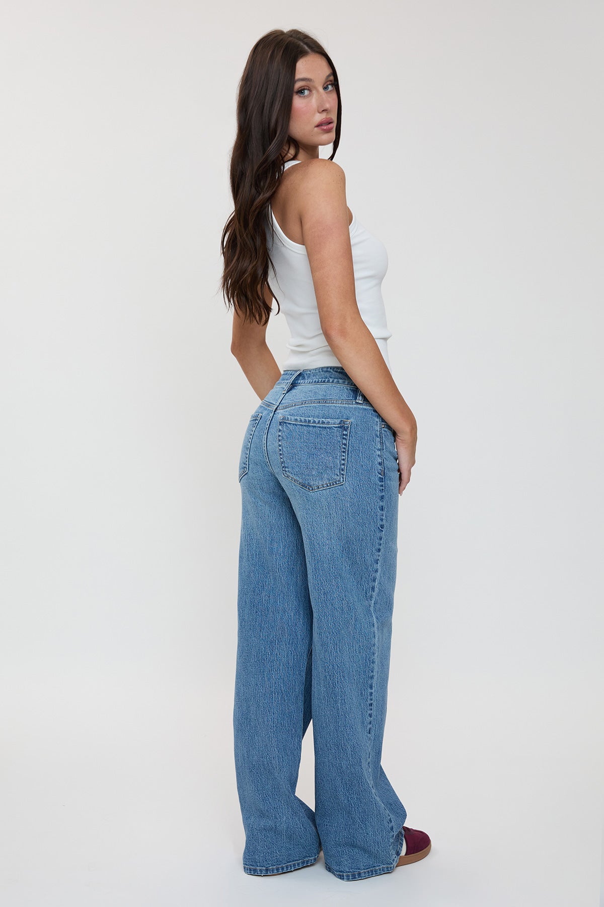 Women's Luxe Bella Asymmetrical Wide Leg Jeans