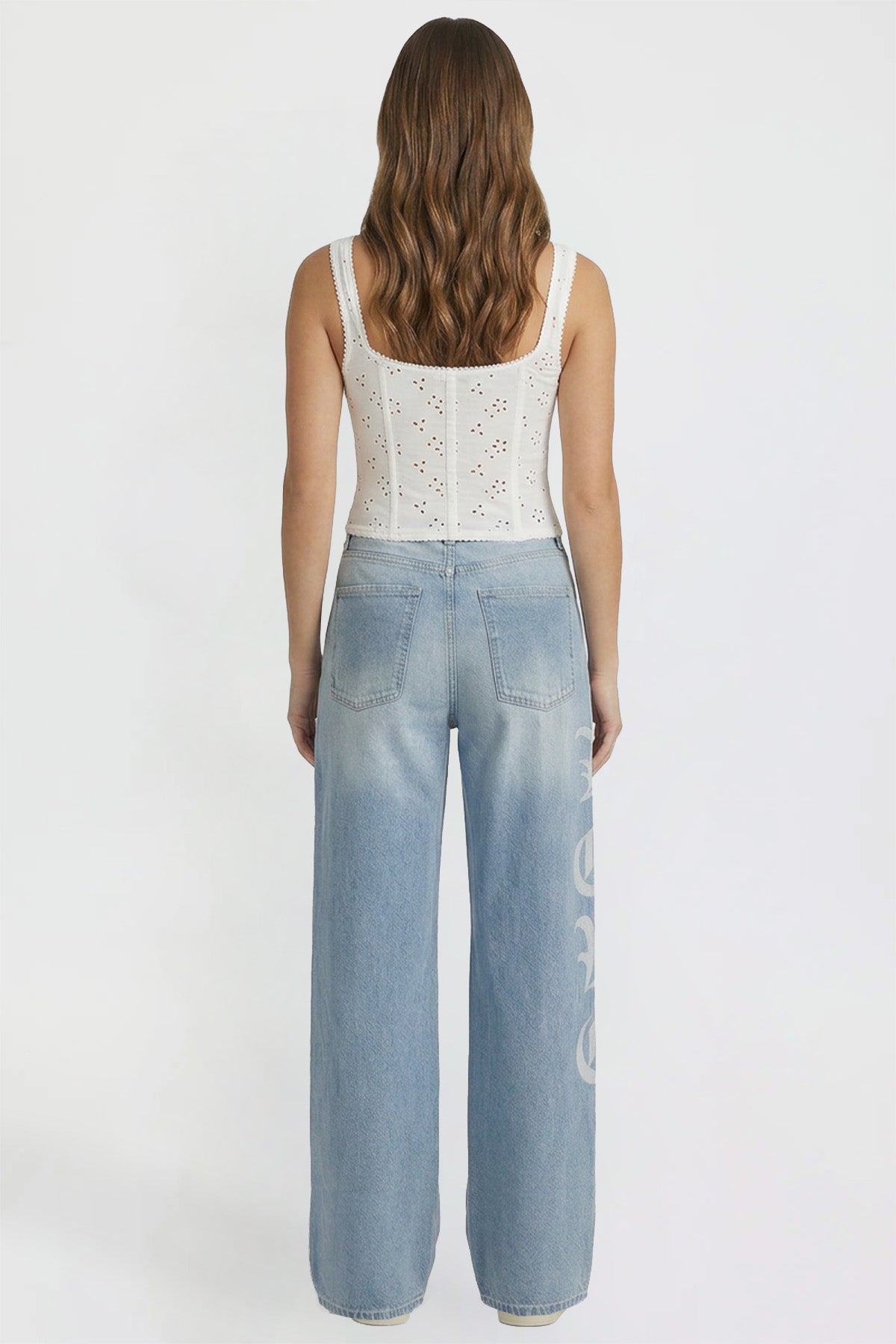 Women's Relaxed Super Wide Love Print Jeans