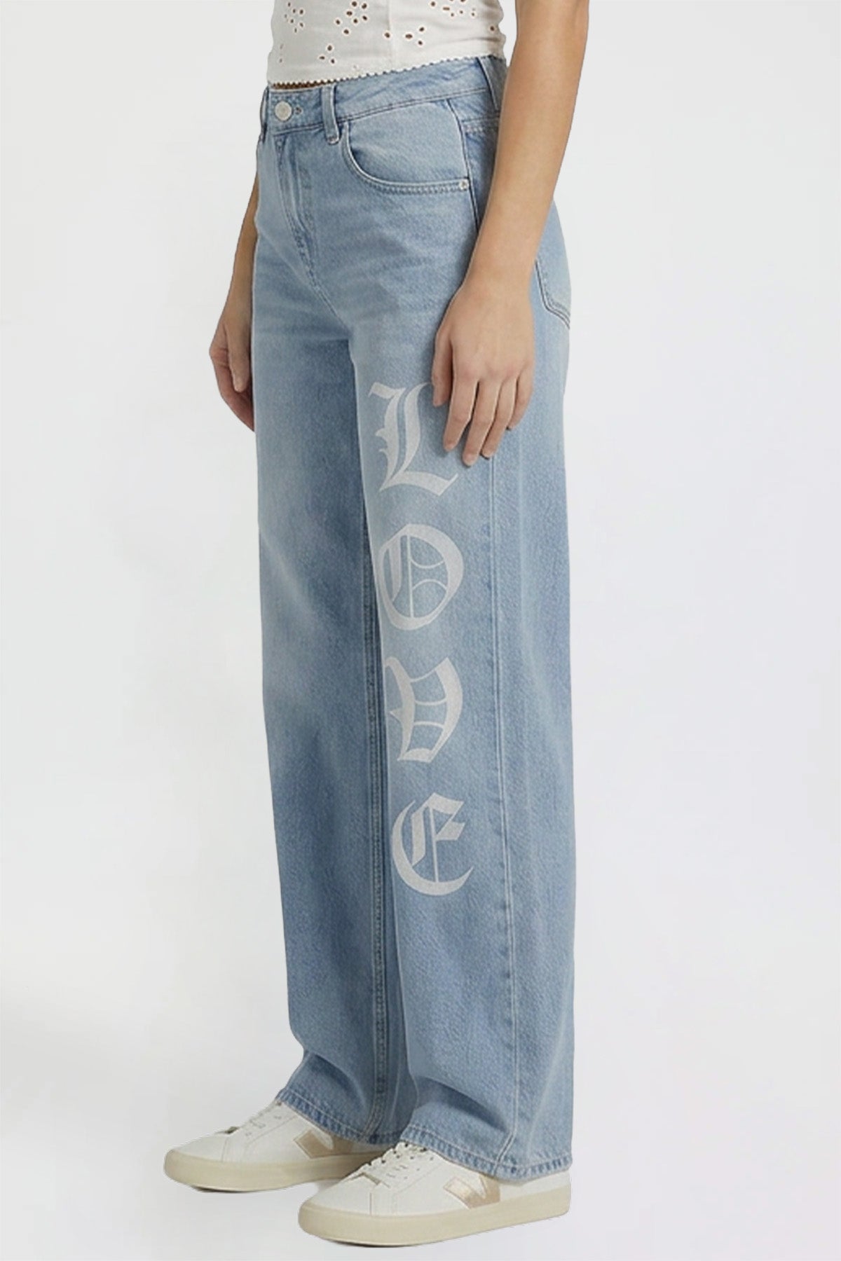Women's Relaxed Super Wide Love Print Jeans