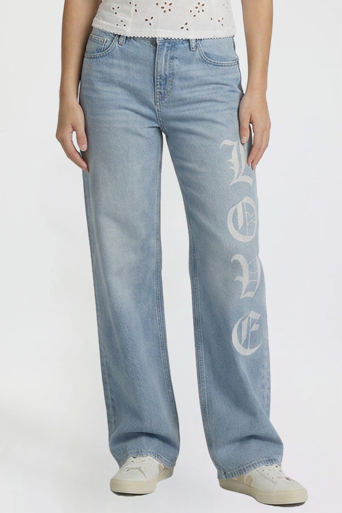Women's Relaxed Super Wide Love Print Jeans