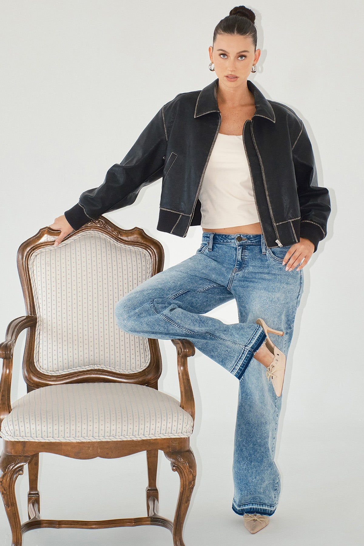 Women's Britney Release Hem Wide Leg Jeans