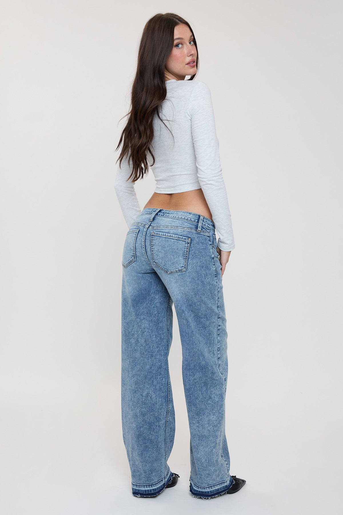 Women's Britney Release Hem Wide Leg Jeans