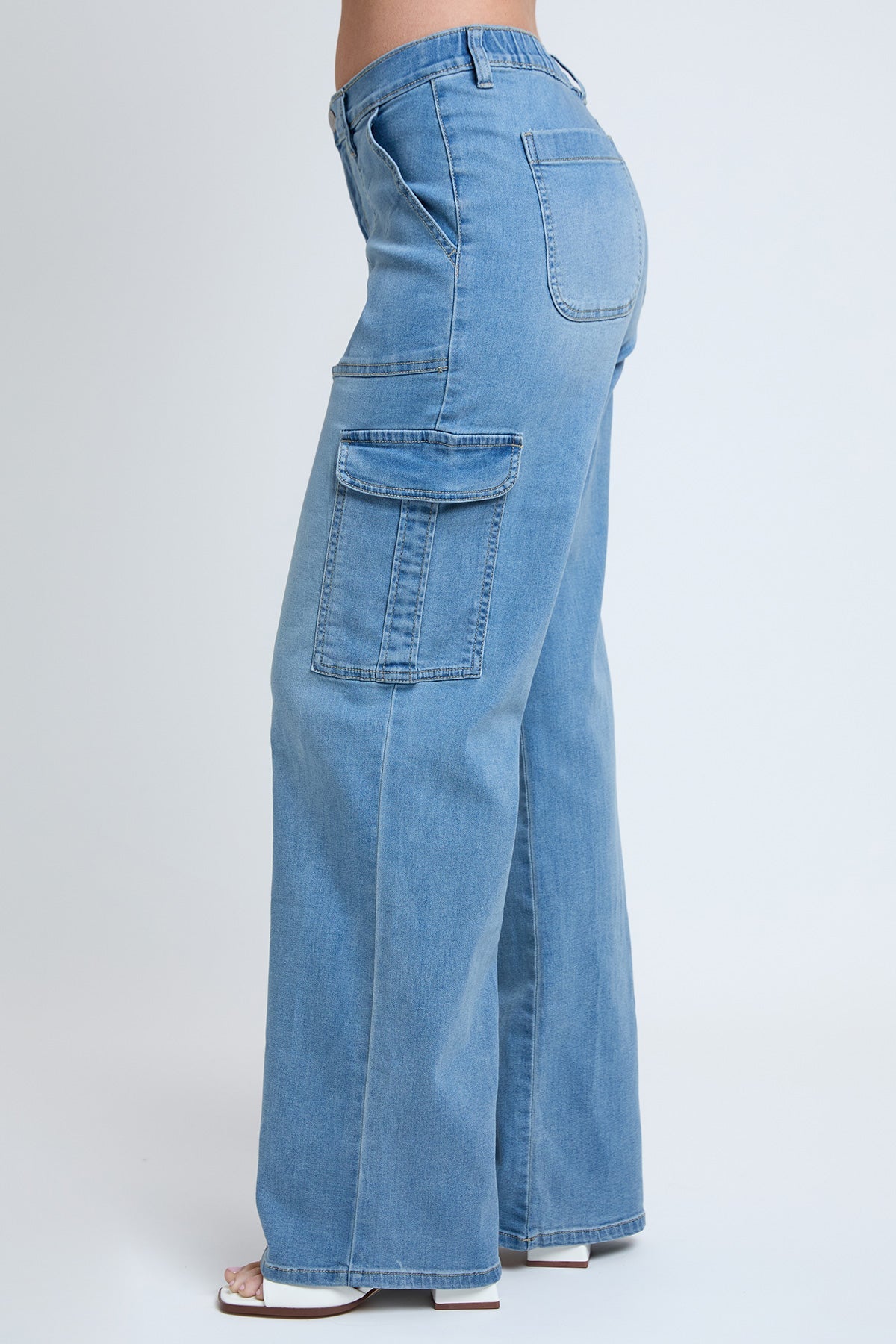 Women's Elastic Waist Straight  Cargo Jean