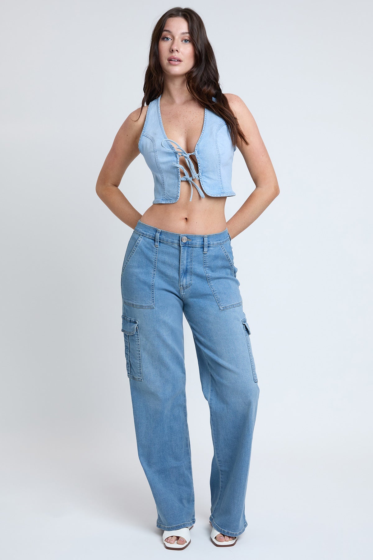 Women's Elastic Waist Straight  Cargo Jean