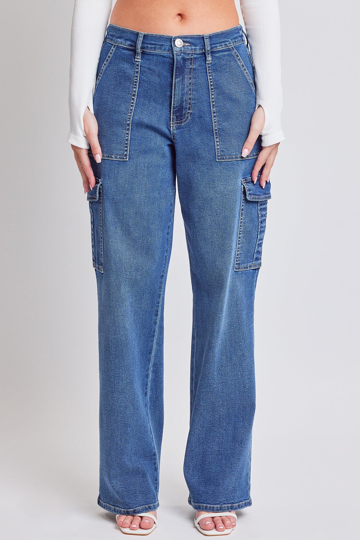 Women's Elastic Waist Straight  Cargo Jean