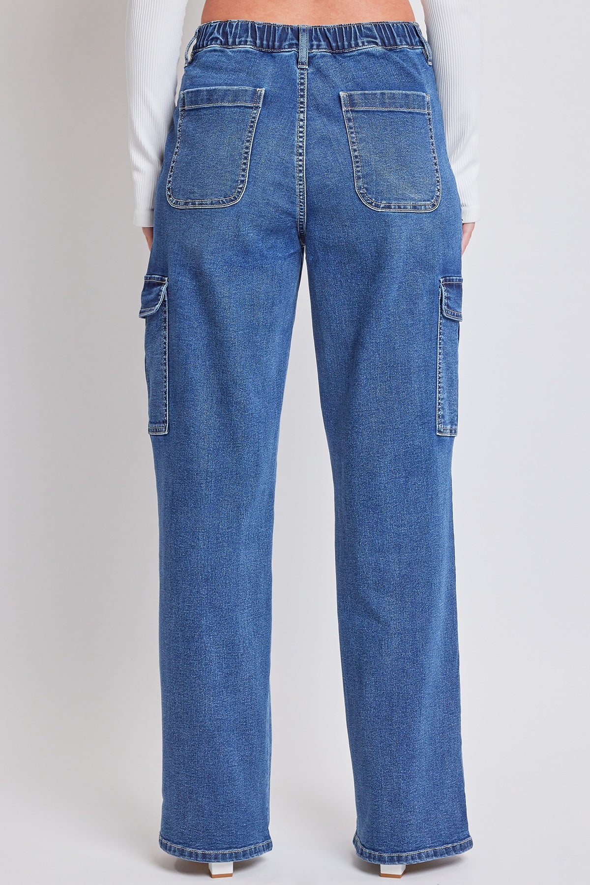 Women's Elastic Waist Straight  Cargo Jean