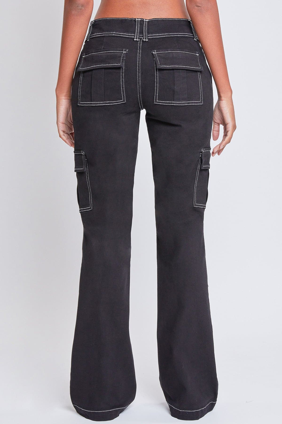 Women's 2 Button Cargo Low Rise  Flare Pants