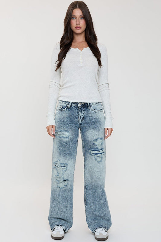 Women's Low Rise Wide Leg Rigid Jeans