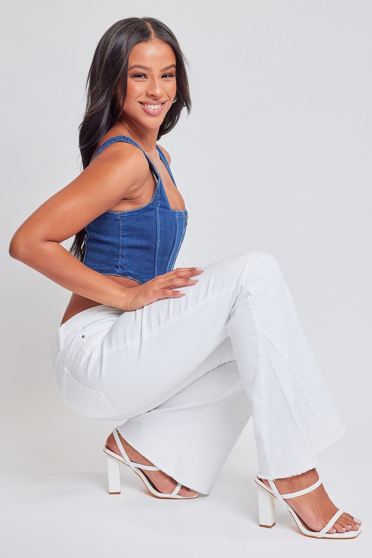 Women's Low Rise Fray Hem Flare Jeans