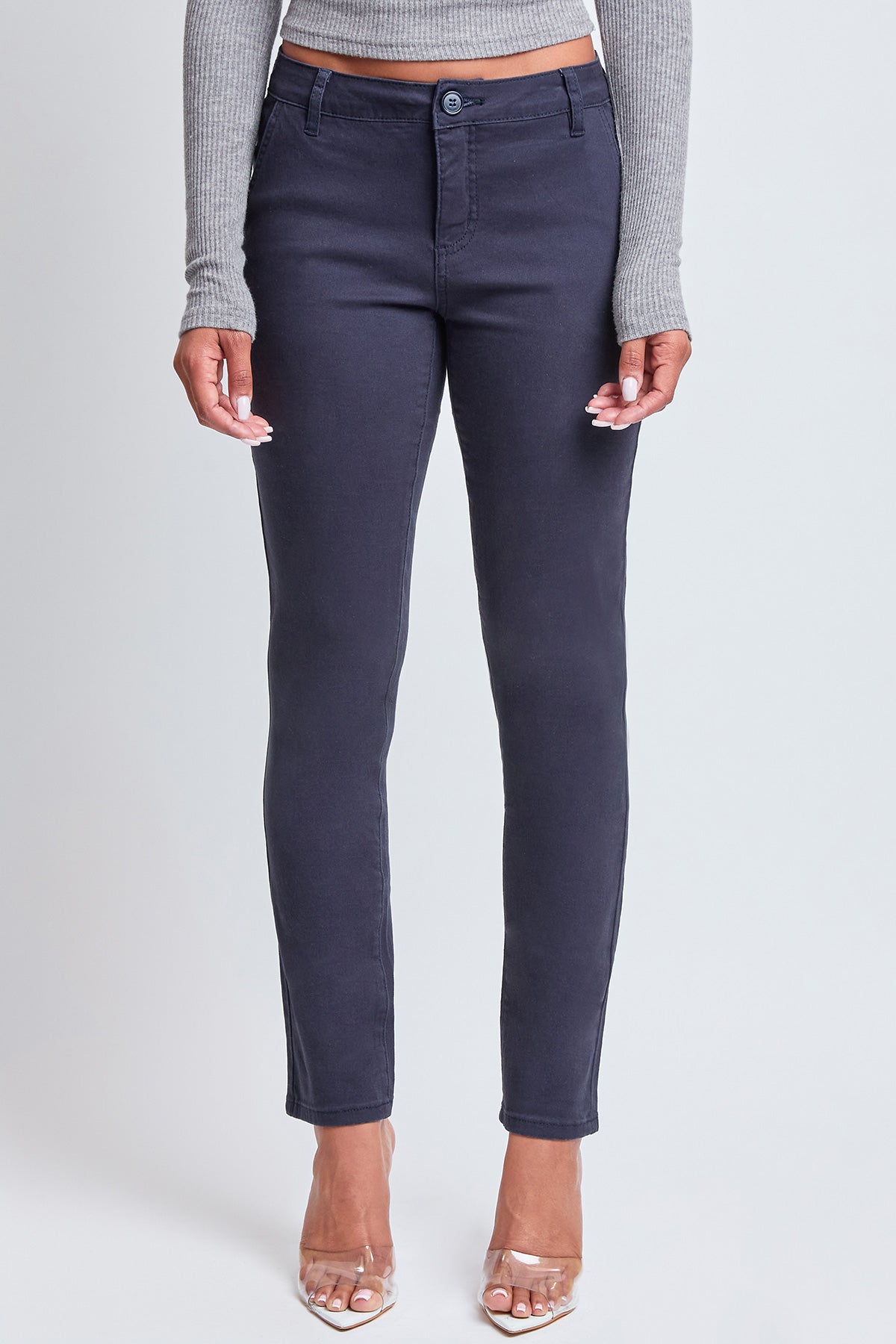 Women's Slim Mid Rise Straight  Twill Pant