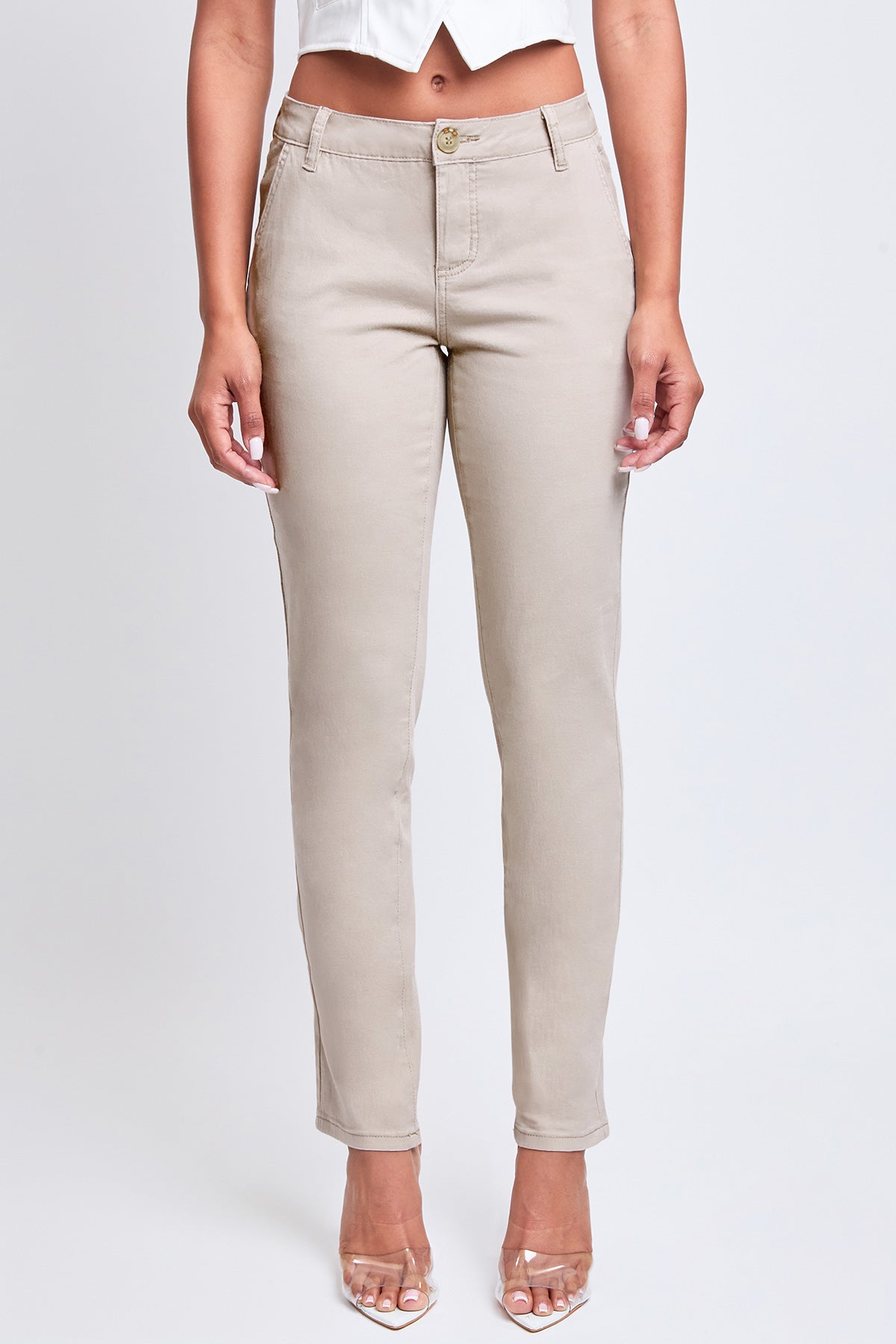 Women's Slim Mid Rise Straight  Twill Pant