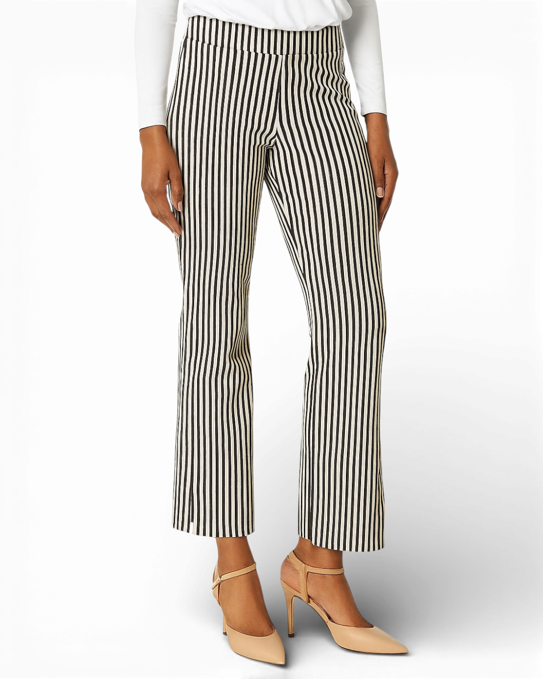 Krazy Larry P600 Pull on Wide Ankle Pant -Black/White Stripe