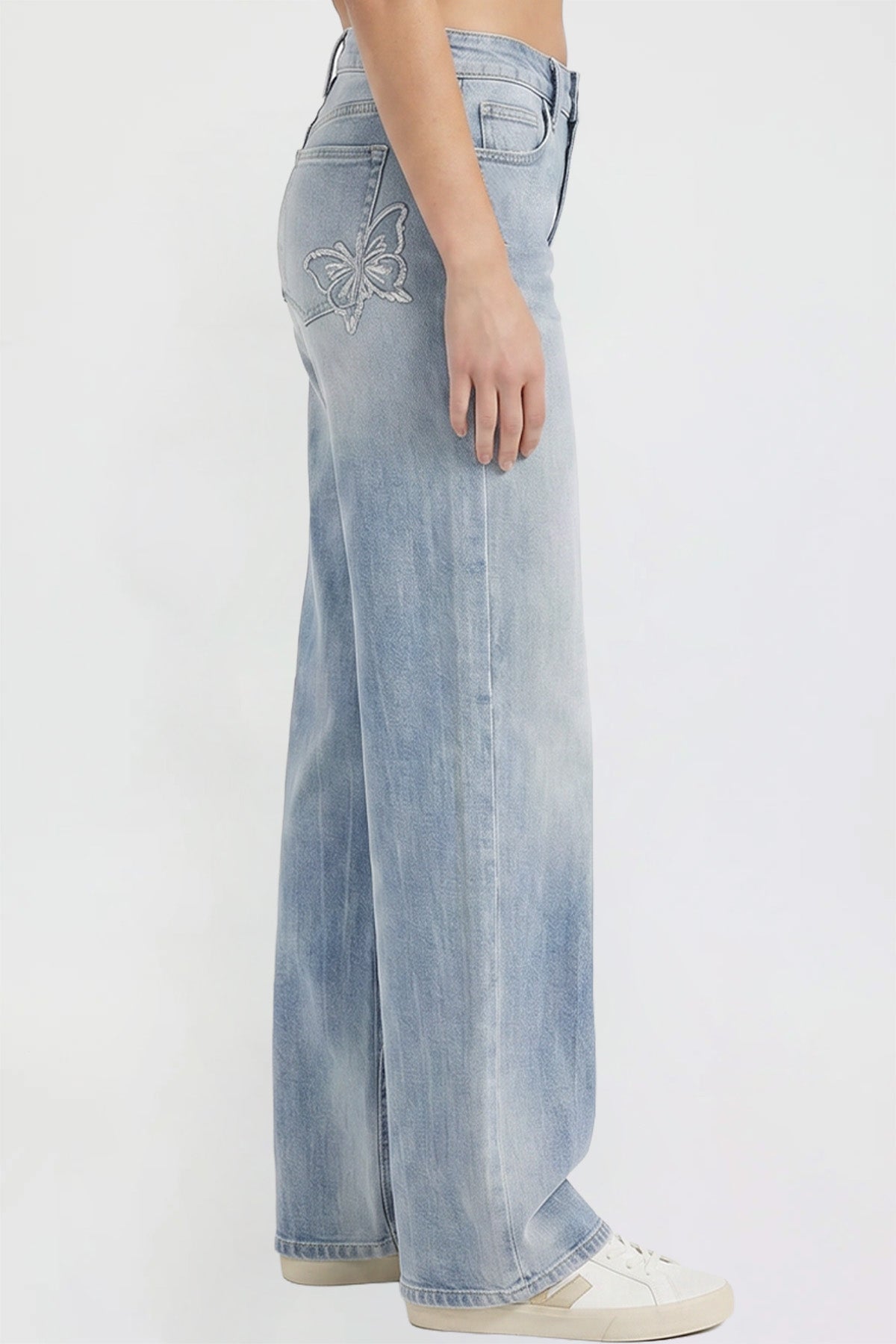 Women's Britney Buttefly Pocket Wide Leg Jeans