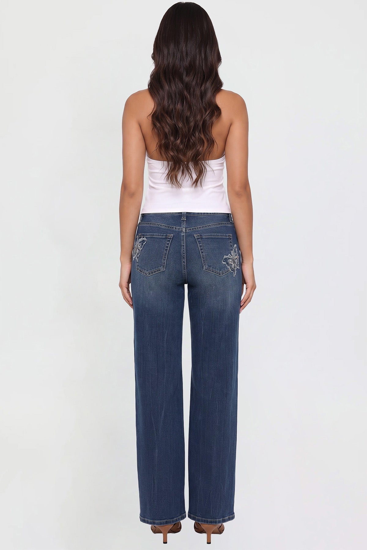 Women's Britney Buttefly Pocket Wide Leg Jeans