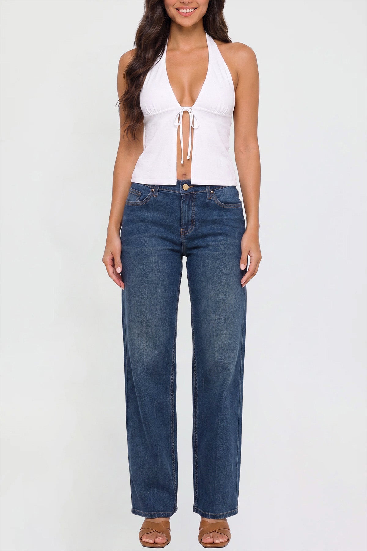 Women's Britney Buttefly Pocket Wide Leg Jeans