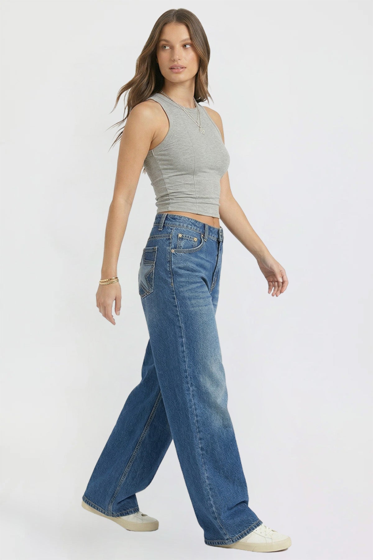 Women's Britney Star Pocket Wide Leg Jeans
