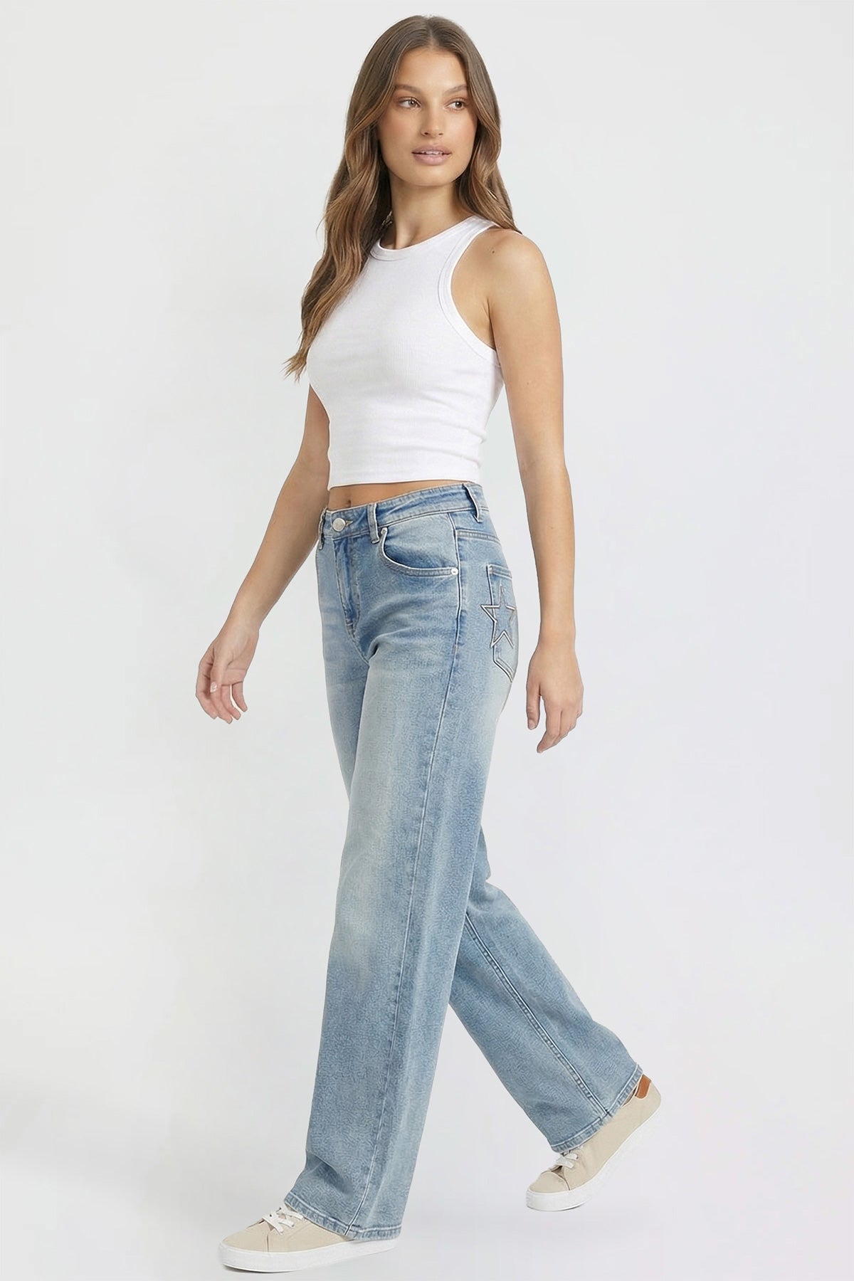 Women's Britney Star Pocket Wide Leg Jeans