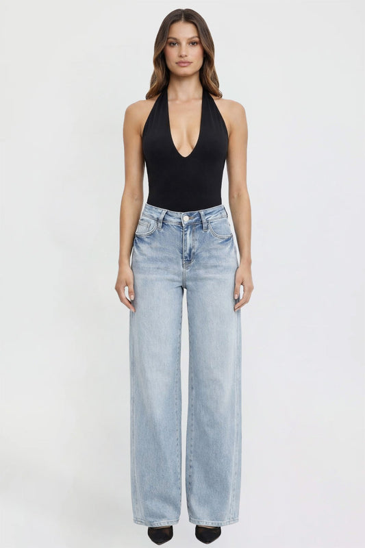 Women's Wide Leg Jeans with Seam Detail