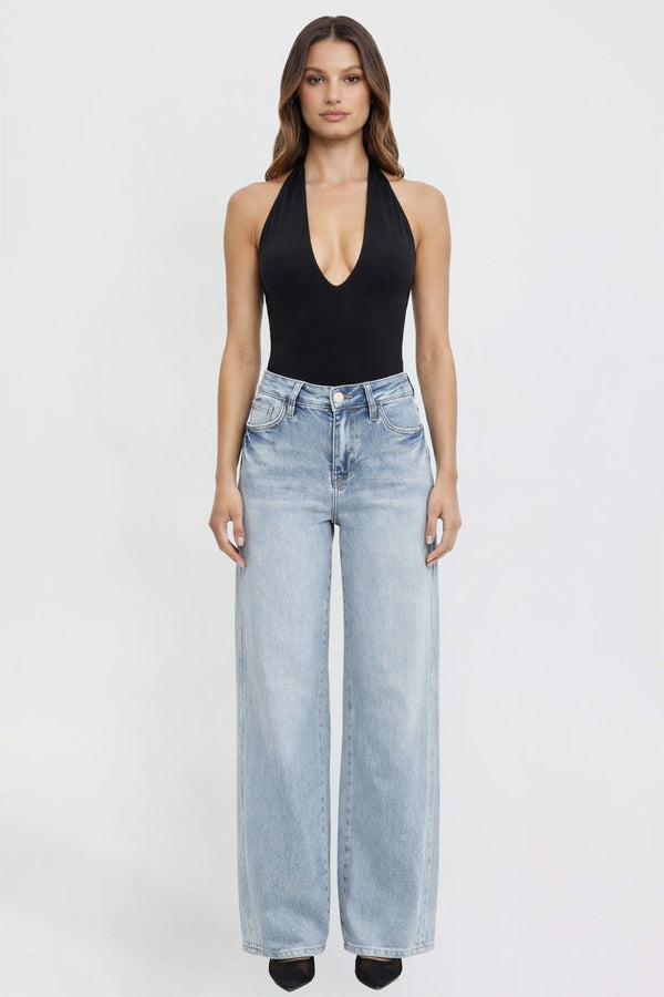 Women's Wide Leg Jeans with Seam Detail