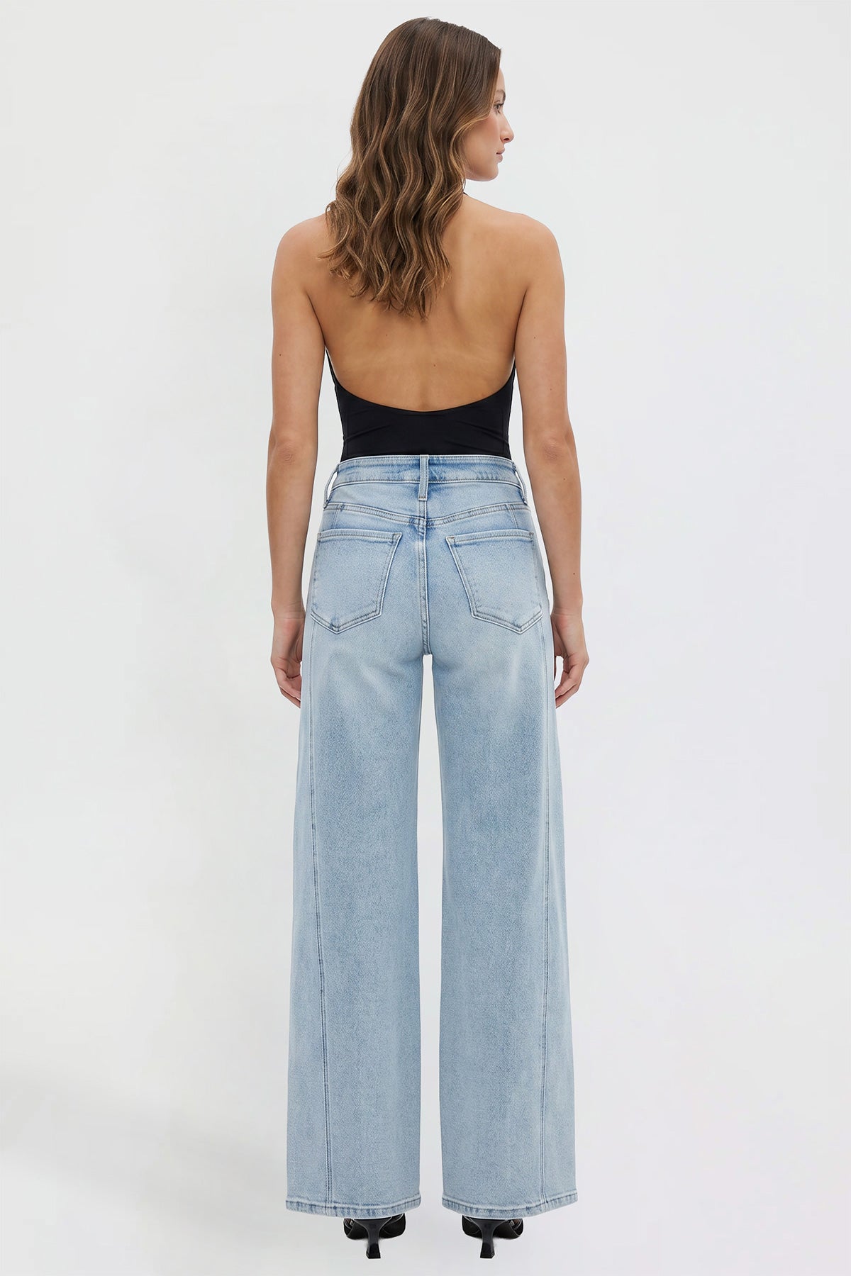 Women's Wide Leg Jeans with Seam Detail