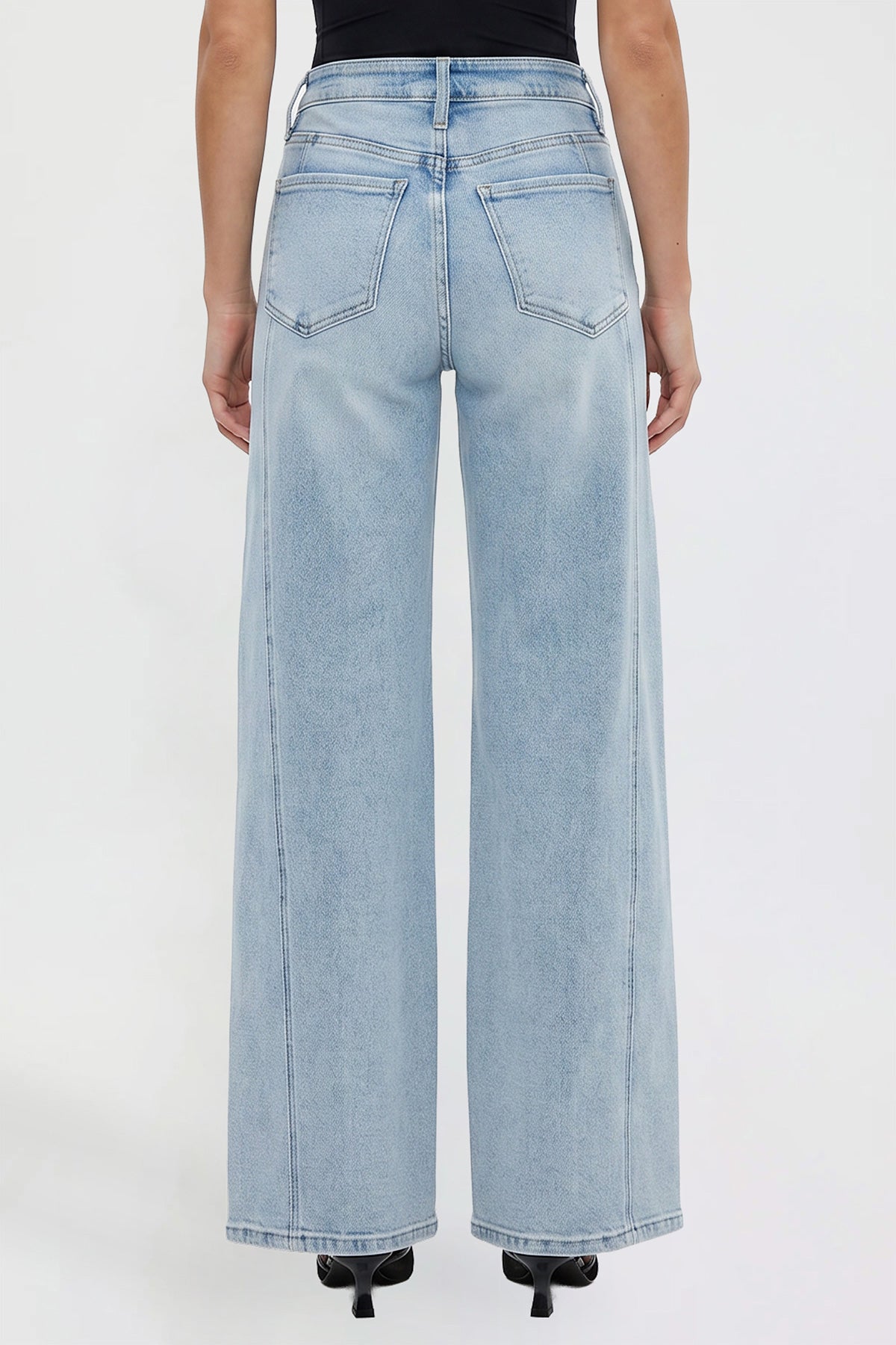 Women's Wide Leg Jeans with Seam Detail
