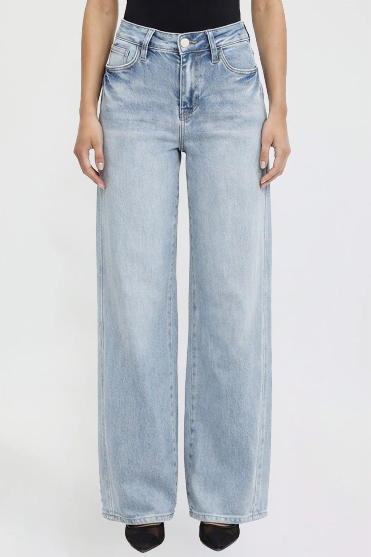 Women's Wide Leg Jeans with Seam Detail