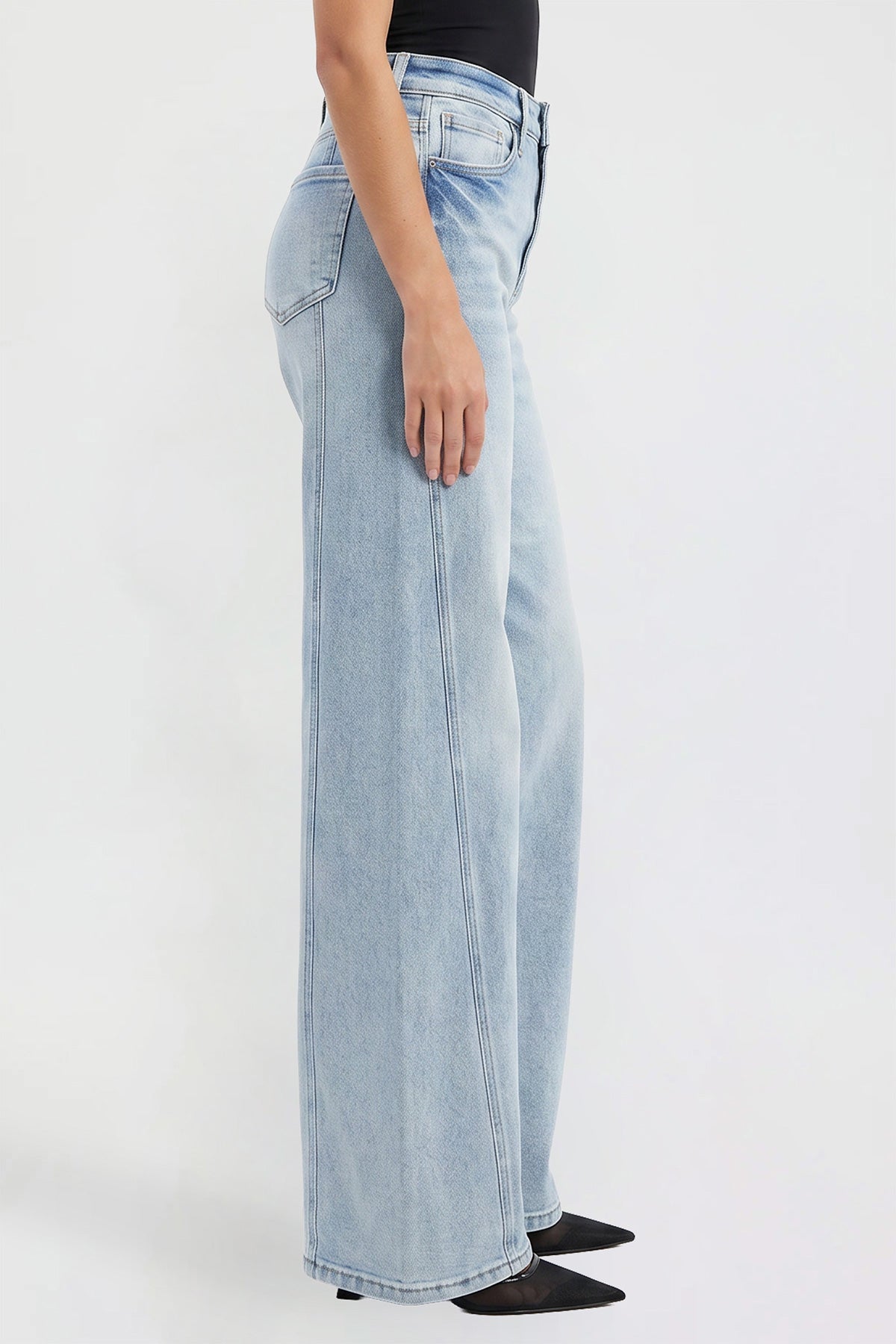 Women's Wide Leg Jeans with Seam Detail