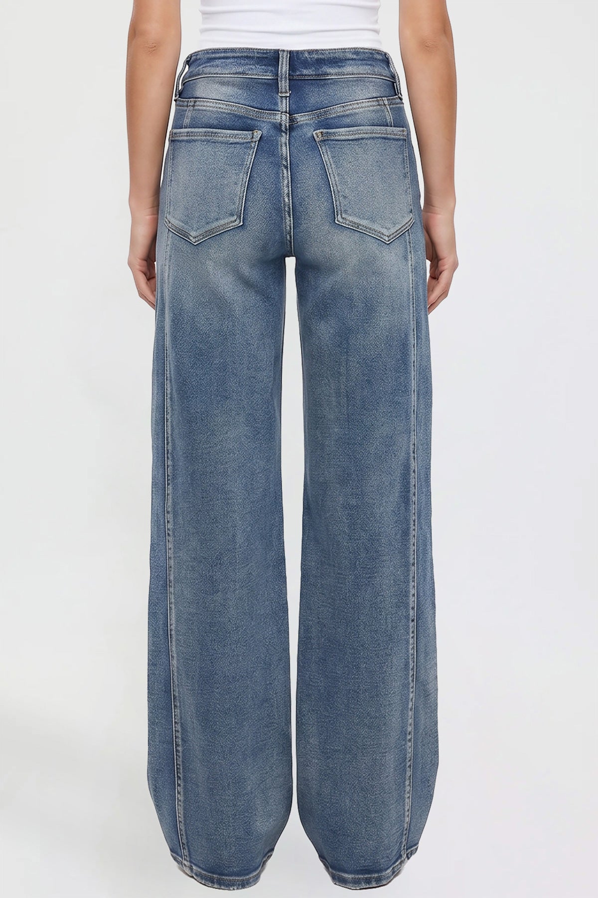 Women's Wide Leg Jeans with Seam Detail