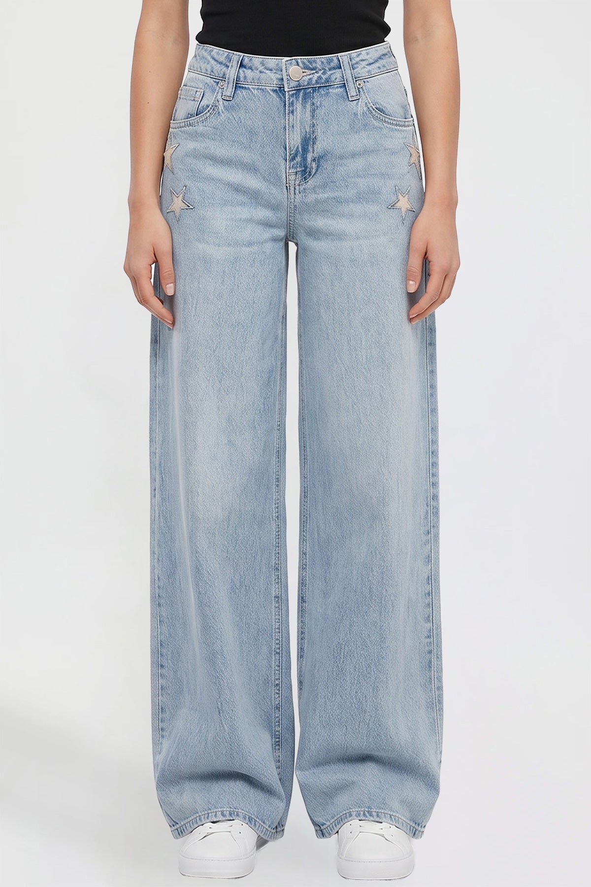 Women's Joey Super Wide Leg Jeans with Star Patches