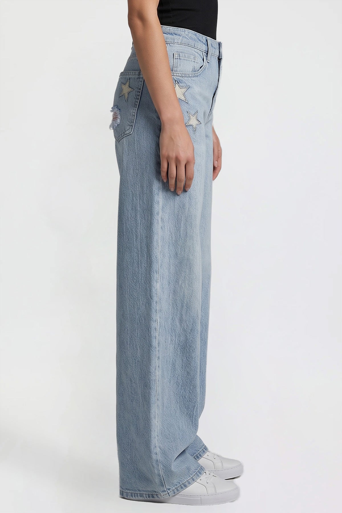 Women's Joey Super Wide Leg Jeans with Star Patches