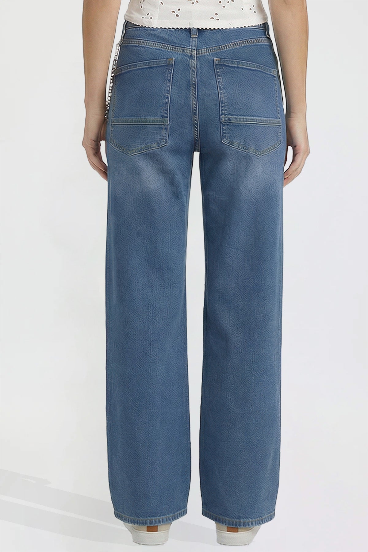Women's Joey Super Wide Leg Jeans with Cross Chain