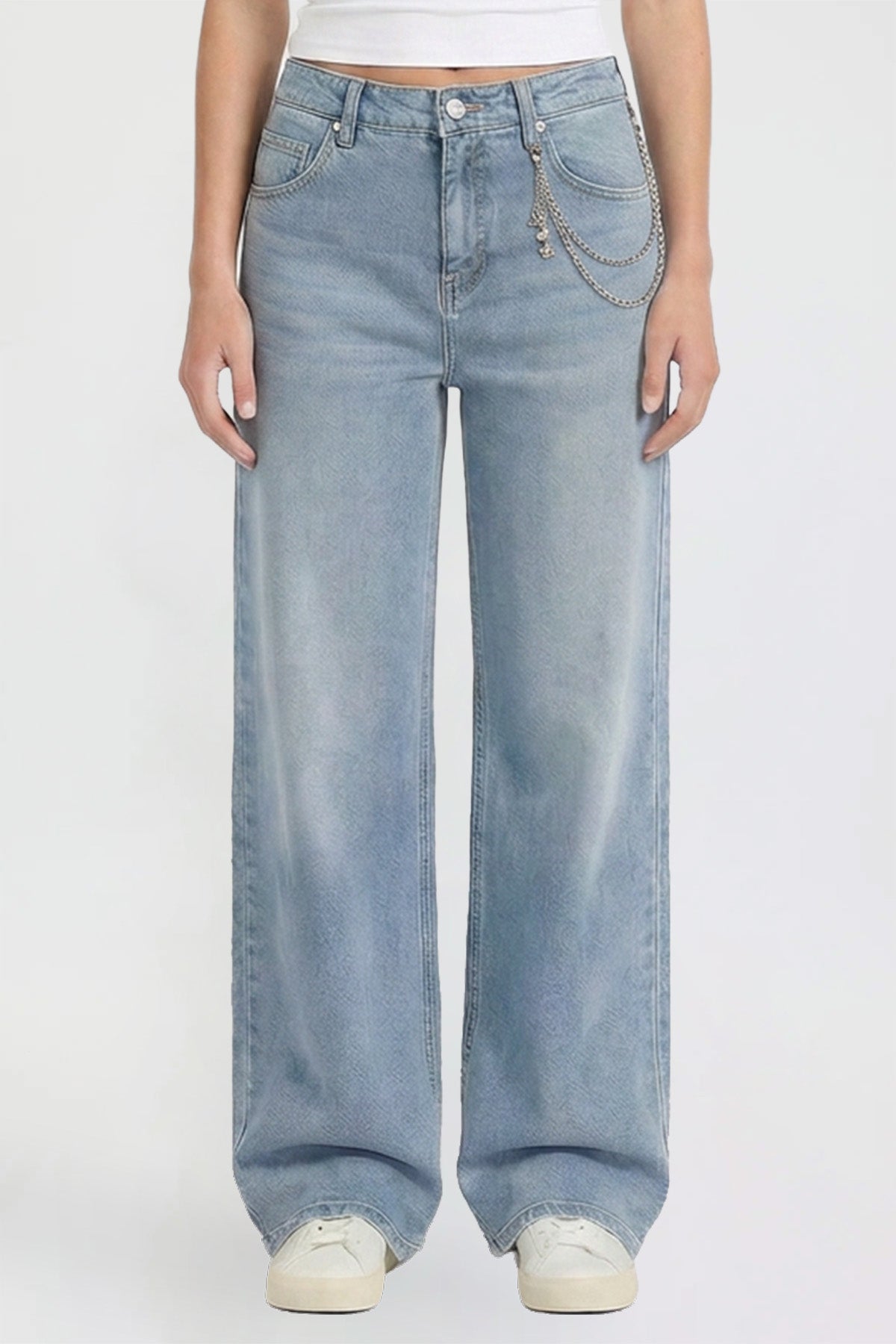 Women's Joey Super Wide Leg Jeans with Butterfly Chain