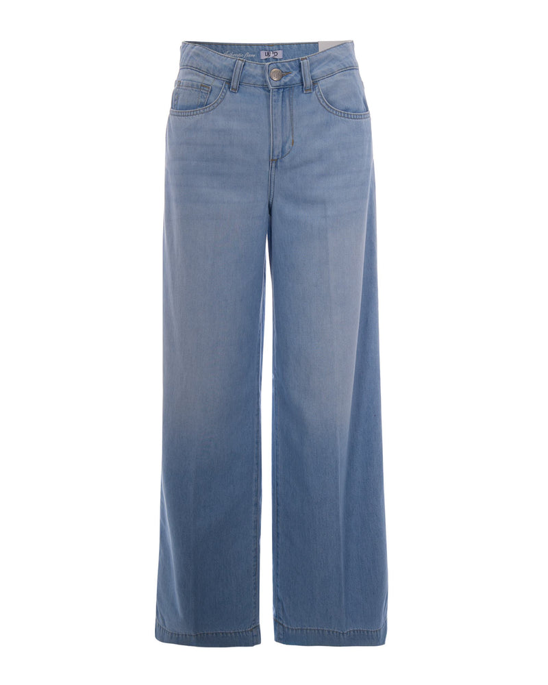 Flared Jeans Denim Blue/Light Emerald