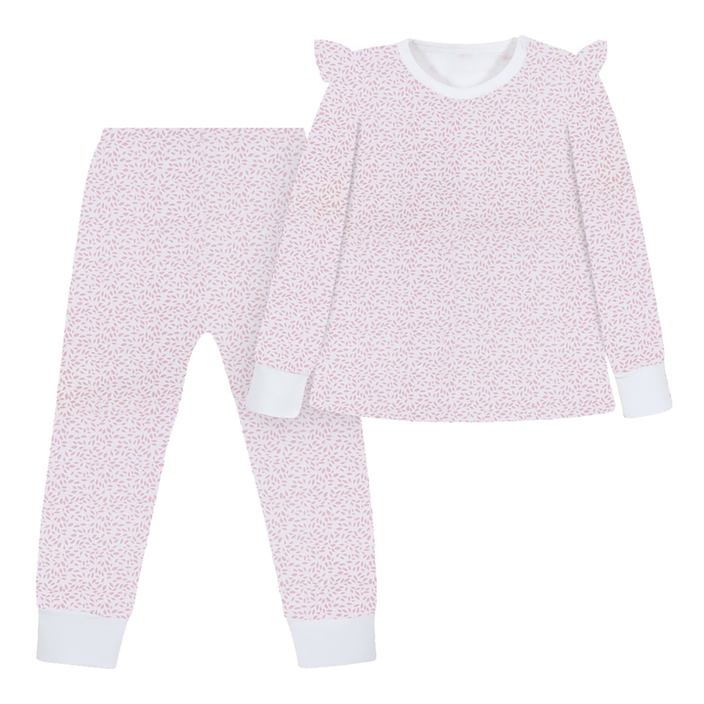 Pink Leaves Pima Long Pajama Set