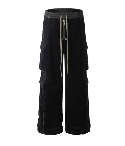 NOIR CORDUROY DRAWSTRING CARGO PANTS (UNISEX)