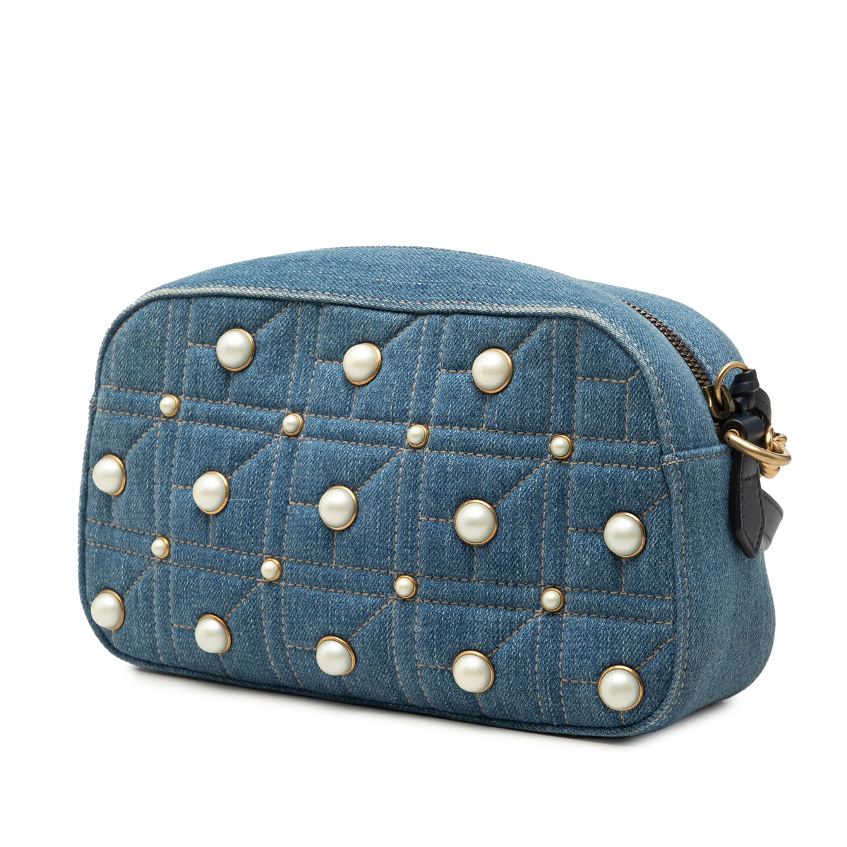 Crossbody Bag GG Marmont Pearl Studded Denim (Pre-Owned)