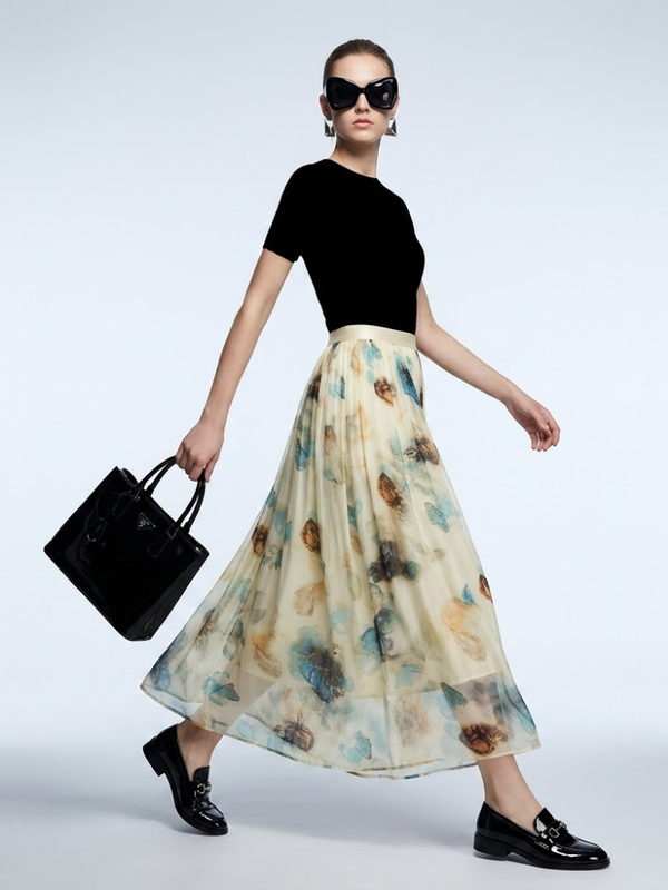 Women's Skirt Floral Silk BYMANYC ® New York HAMPTONS ABSTRACT PRINT MAXI - New Collection