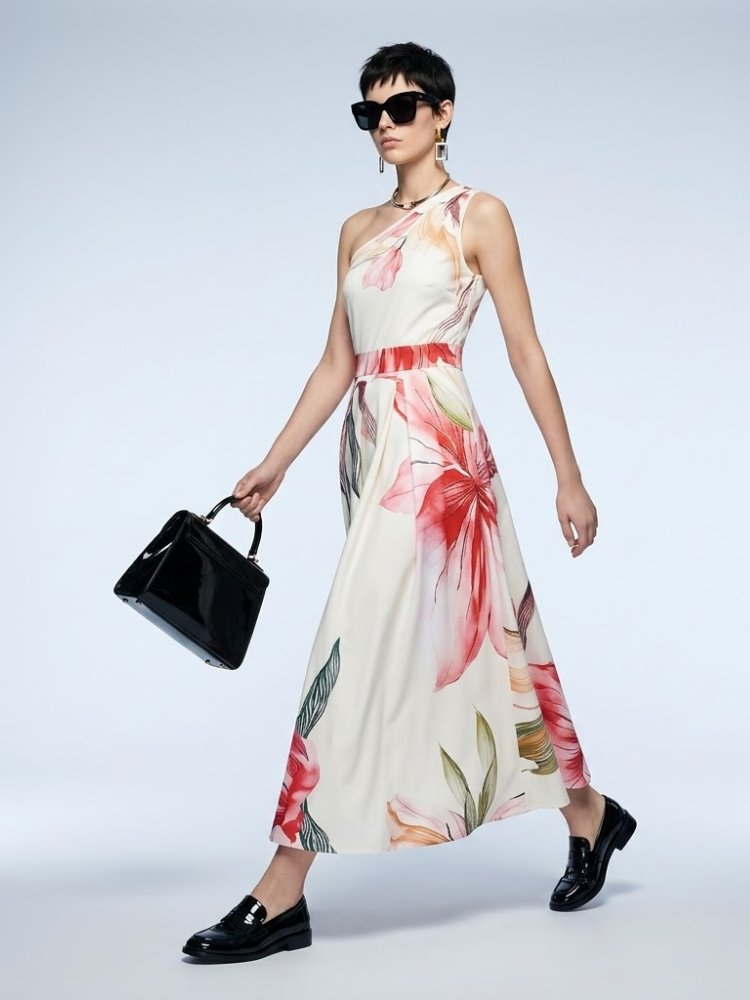 Women's Dress One-Shoulder Maxi BYMANYC ® New York HAMPTONS FLORAL - New Collection