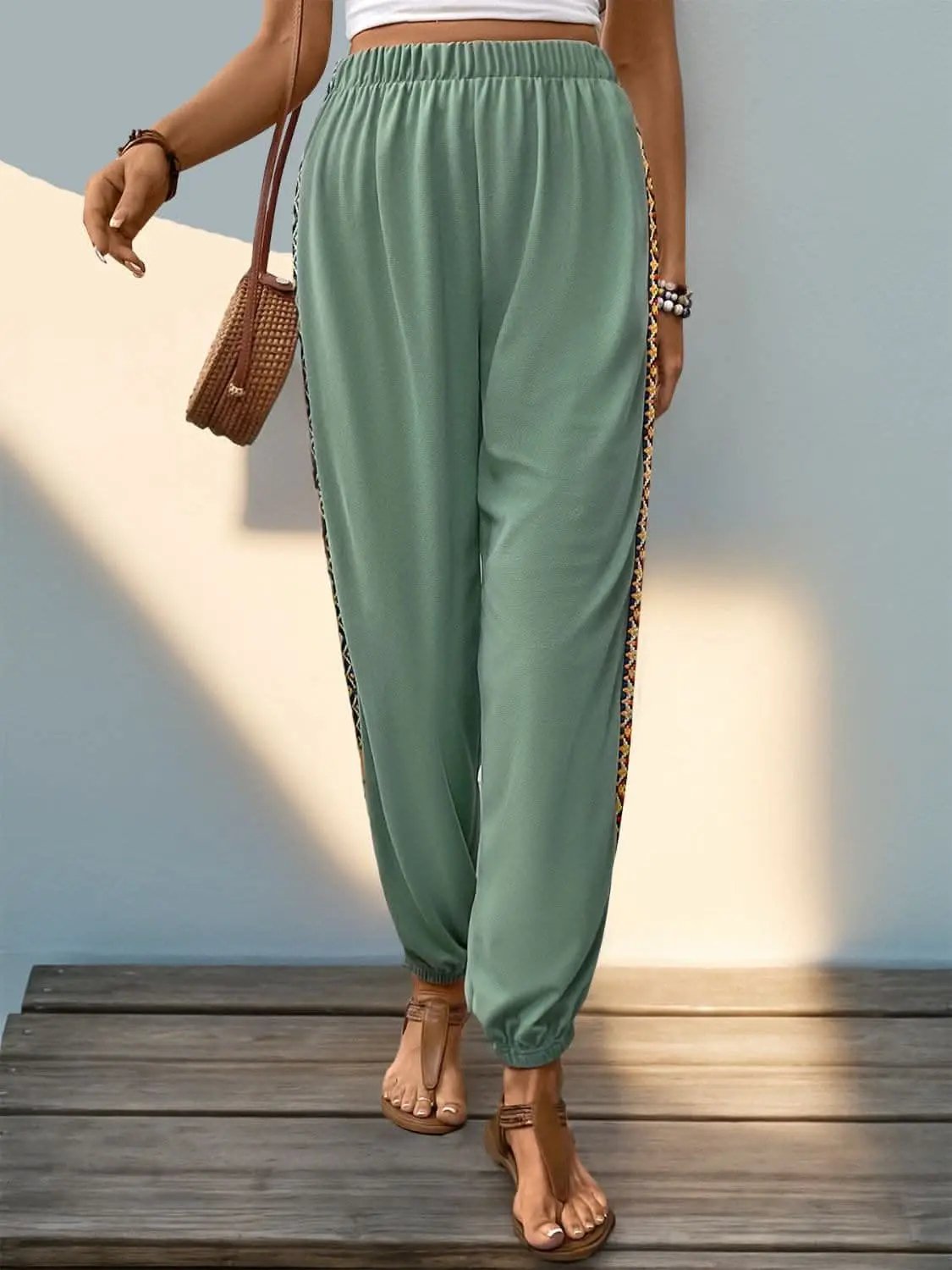 Trendsi Patchwork joggers with woven detail