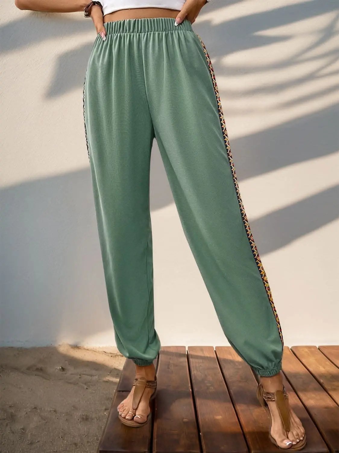 Trendsi Patchwork joggers with woven detail
